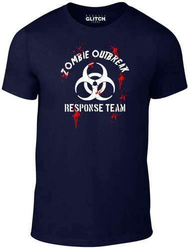 Men's Navy Blue T-shirt With a zombie outbreak Printed Design