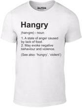 Men's White T-Shirt With a Funny Slogan definition of being Hangry Printed Design