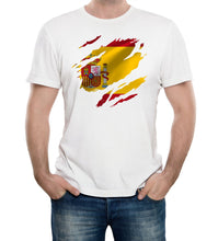 Reality Glitch Torn Spain Flag Mens T-Shirt