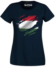 Reality Glitch Torn Hungary Flag Womens T-Shirt