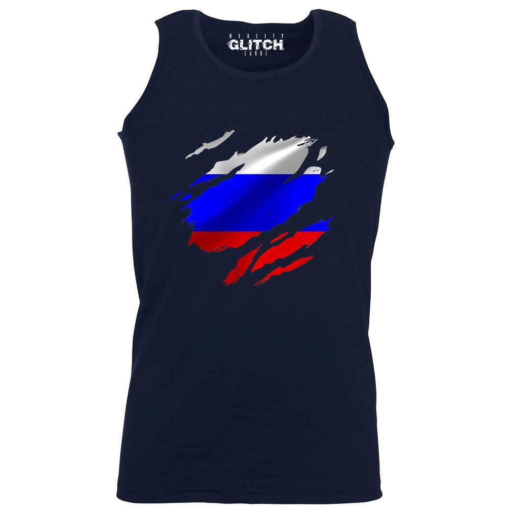 Reality Glitch Torn Russia Flag Mens Vest