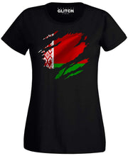 Reality Glitch Torn Belarus Flag Womens T-Shirt