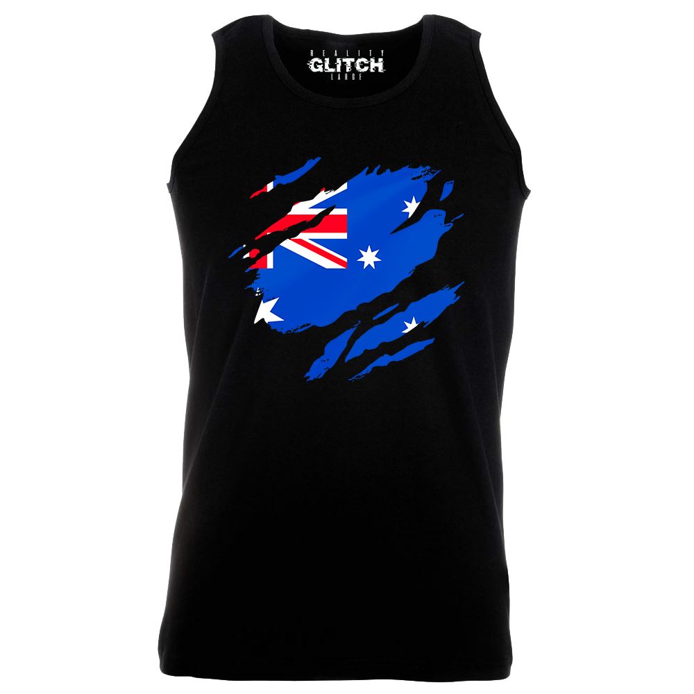 Reality Glitch Torn Australian Flag Mens Vest