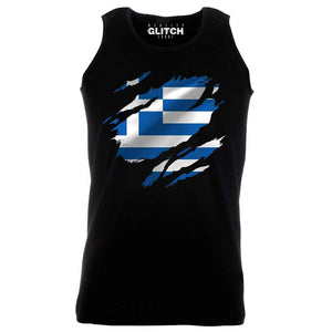 Reality Glitch Torn Greece Flag Mens Vest