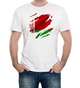 Reality Glitch Torn Belarus Flag Mens T-Shirt