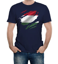 Reality Glitch Torn Hungary Flag Mens T-Shirt