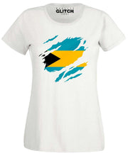 Reality Glitch Torn Bahamas Flag Womens T-Shirt