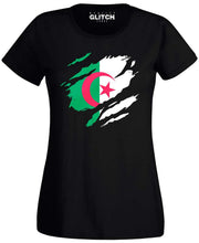 Reality Glitch Torn Algeria Flag Womens T-Shirt