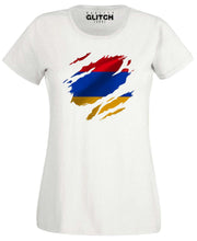 Reality Glitch Torn Armenia Flag Womens T-Shirt