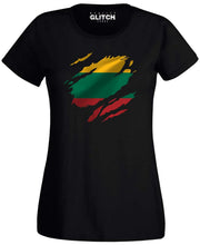 Reality Glitch Torn Lithuania Flag Womens T-Shirt