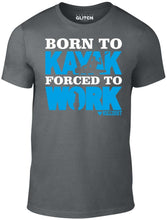 Men's Red T-Shirt With a Born to Kayak Forced to Work  Printed Design