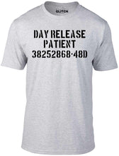 Men's Grey T-Shirt With a Day Release Patient Slogan Printed Design