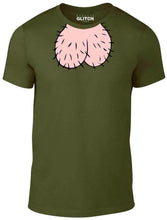 Men's Dark Grey T-Shirt With a Pair of testicles around the neckline Printed Design
