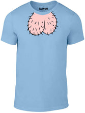 Men's Orange T-Shirt With a Pair of testicles around the neckline Printed Design