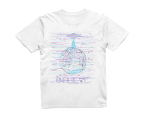 Reality Glitch Digital Abduction UFO Upload Kids T-Shirt