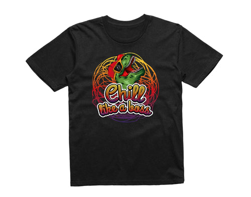 Reality Glitch Dinosaur Chill Like A Boss T-Rex Summer Holiday  Kids T-Shirt