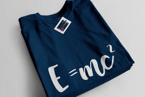 Navy Blue Mens T-shirt with E=MC Einsteins Equation Printed Design
