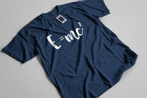 Navy Blue Mens T-shirt with E=MC Einsteins Equation Printed Design