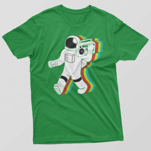 Men's Irish Green Printed T-Shirt with Funky Spaceman Design