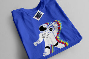 Men's Royal Blue Printed T-Shirt with Funky Spaceman Design