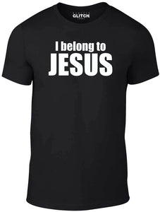 Men's Black T-Shirt With a I Belong to Jesus T Shirt Slogan Printed Design