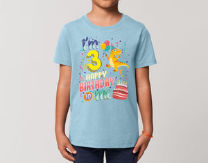 Reality Glitch I'm Three Happy Third Birthday  Kids T-Shirt