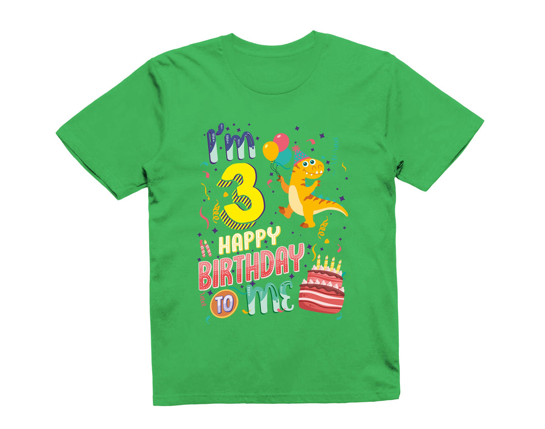 Reality Glitch I'm Three Happy Third Birthday  Kids T-Shirt