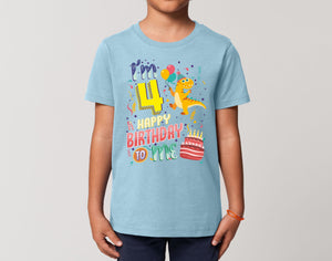 Reality Glitch I'm Four Happy Fourth Birthday  Kids T-Shirt