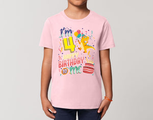 Reality Glitch I'm Four Happy Fourth Birthday  Kids T-Shirt