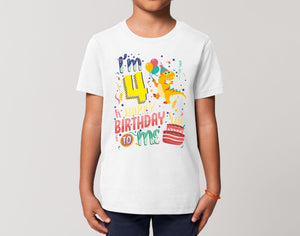 Reality Glitch I'm Four Happy Fourth Birthday  Kids T-Shirt