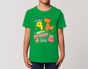 Reality Glitch I'm Nine Happy Ninth Birthday  Kids T-Shirt