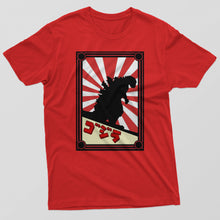 Men's Red T-Shirt with Printed Japanese Monster 