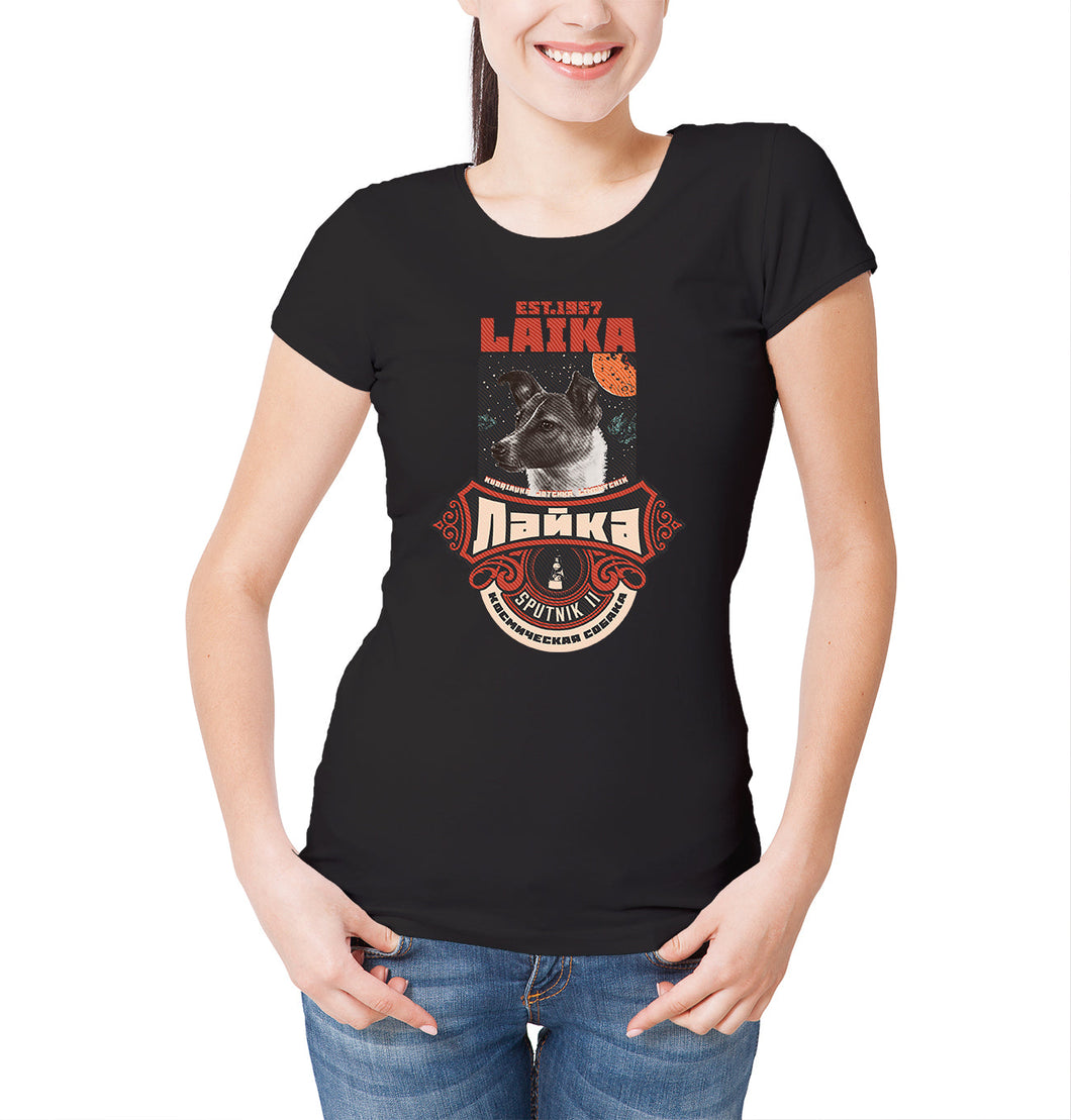 Reality Glitch Laika The First Dog In Space Womens T-Shirt