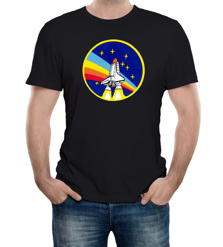 Reality Glitch NASA Apollo Rainbow Shuttle Crew Badge Mens T-Shirt