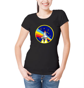 Reality Glitch NASA Apollo Rainbow Shuttle Crew Badge Womens T-Shirt