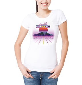 Reality Glitch Neon Passenger Retro Graphic Womens T-Shirt