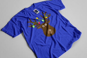 Reality Glitch Rudolph Christmas Lights Mens T-Shirt