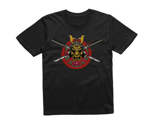 Reality Glitch Japanese Samurai Face Mask Kids T-Shirt