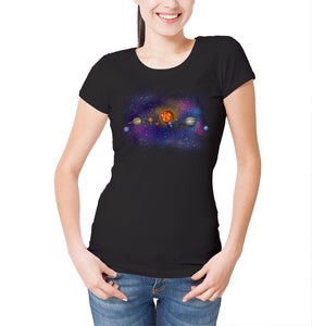 Reality Glitch Solar System Planets Womens T-Shirt