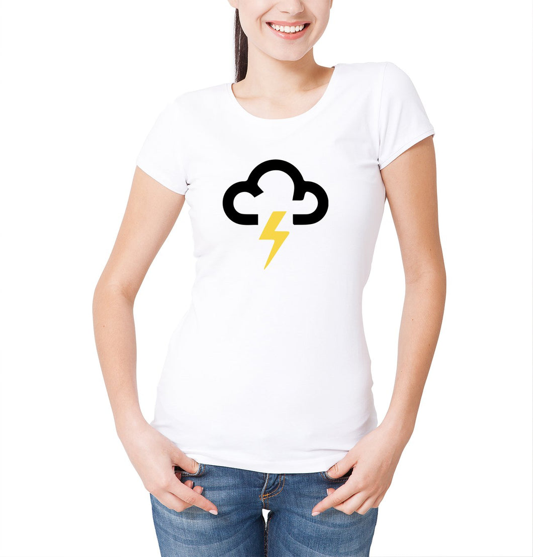 Reality Glitch Lightning Strike Weather Symbol Womens T-Shirt