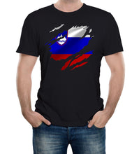 Reality Glitch Torn Slovenia Flag Mens T-Shirt