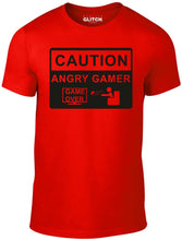 Men's Yellow T-Shirt With a Angry Gamer Warning Sign Printed Design
