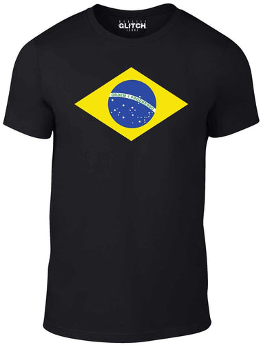 Men's Black T-Shirt With a  Brazil International Flag  Printed Design
