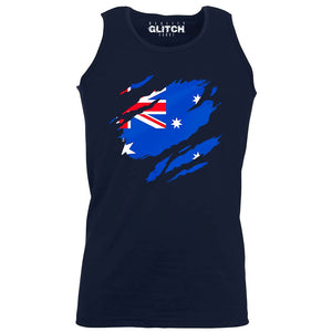 Reality Glitch Torn Australian Flag Mens Vest