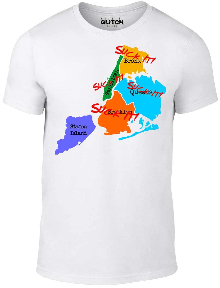 Men's White T-shirt With a Suck it New York Printed Design