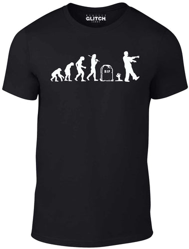 Men's Black T-shirt With a zombie evolution Printed Design