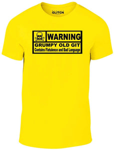 Men's Yellow T-shirt With a Funny old man slogan Printed Design
