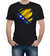 Reality Glitch Torn Bosnia Flag Mens T-Shirt