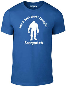 Men's Royal Blue T-shirt With a Sasquatch funny slogan Printed Design