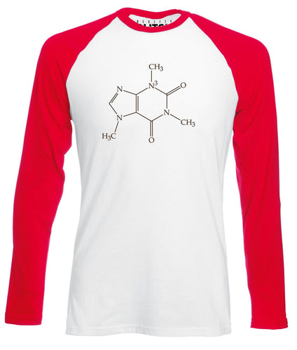 Reality Glitch Caffeine Molecule Mens Baseball Shirt - Long Sleeve